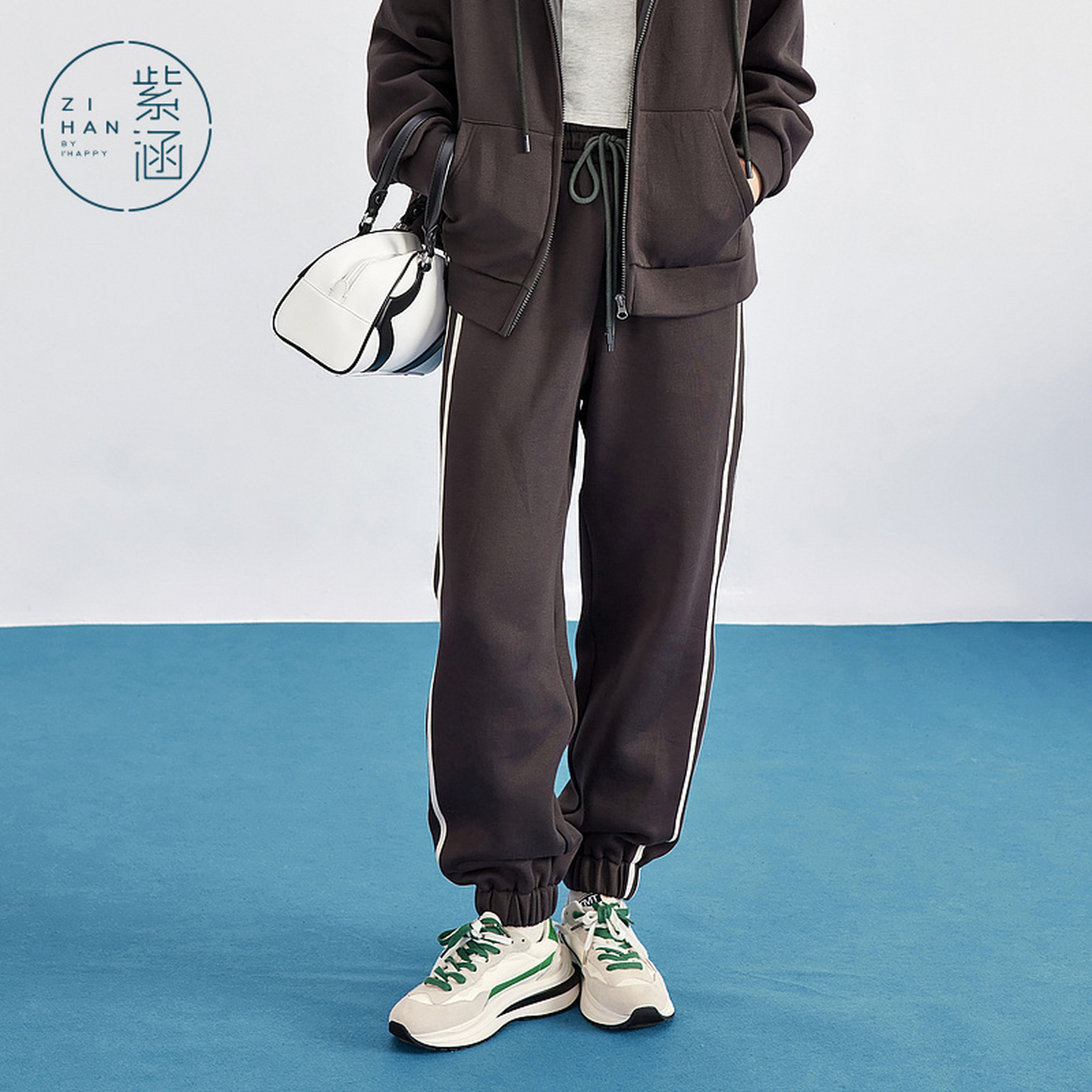 流光风 紫涵针织休闲裤腰抽绳束脚卫裤Z3Z01BS224