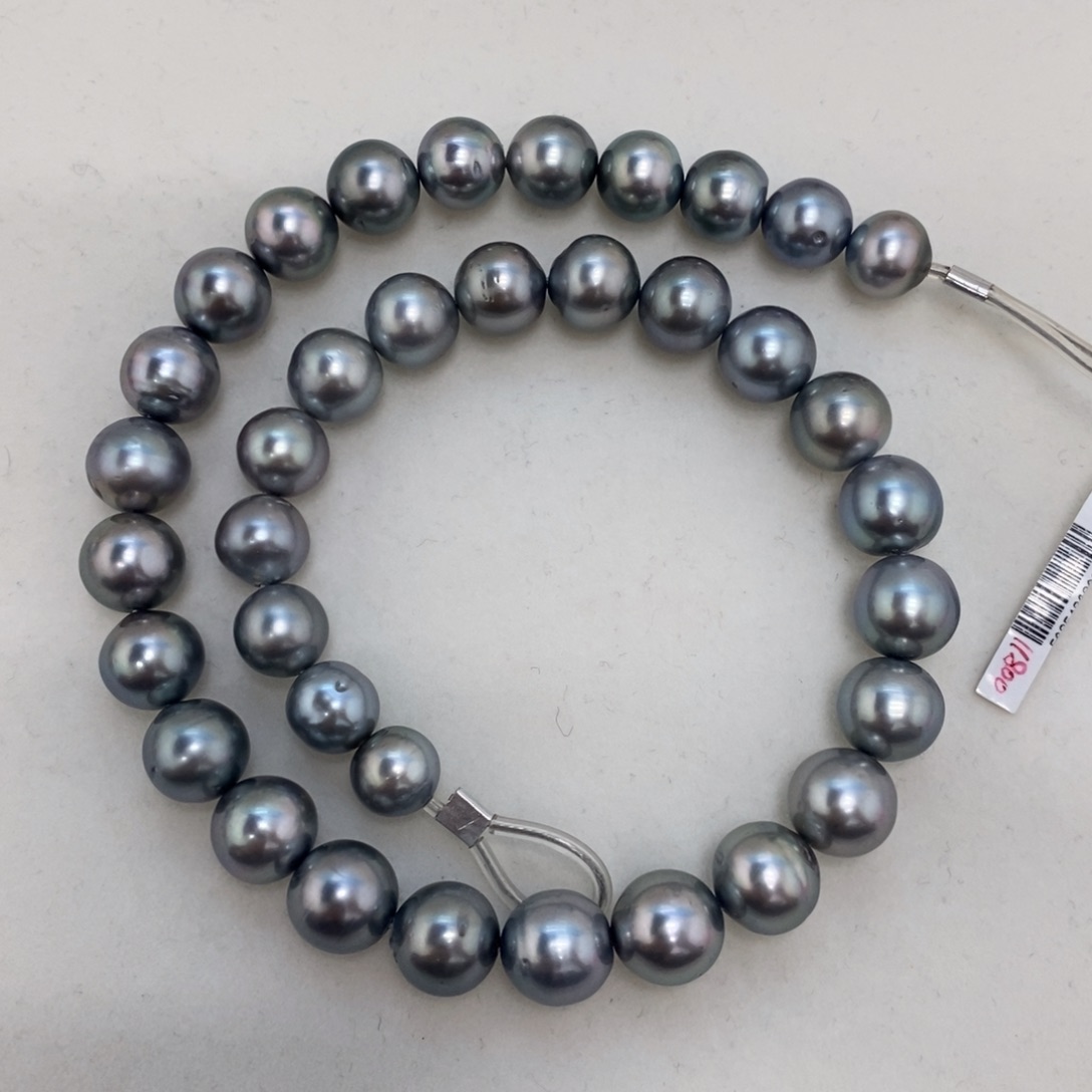 未镶嵌裸珠海水珍珠铂金灰满串10.0～12.0