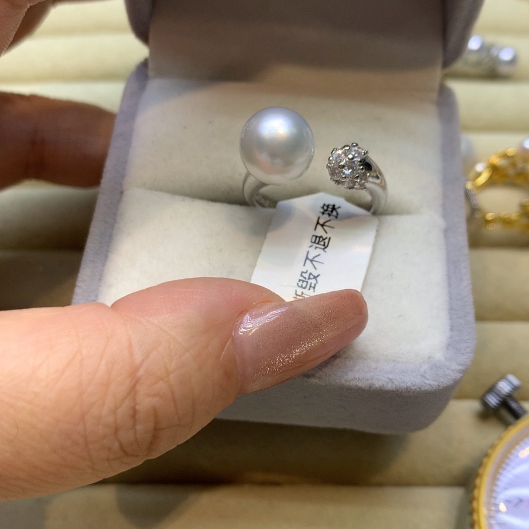 银S925镶嵌戒指海水珍珠