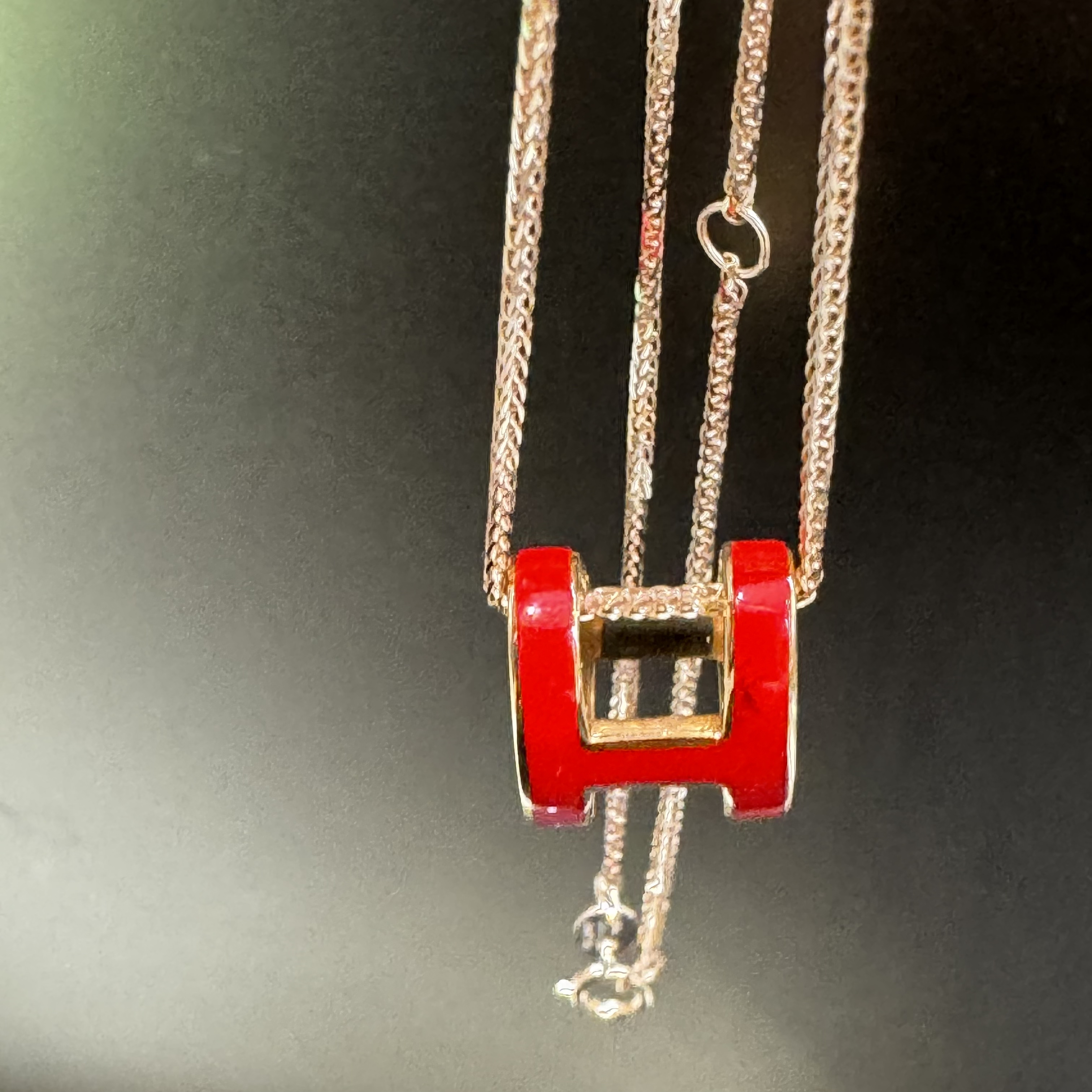 通体18K金时尚款项链 玫瑰金 红色