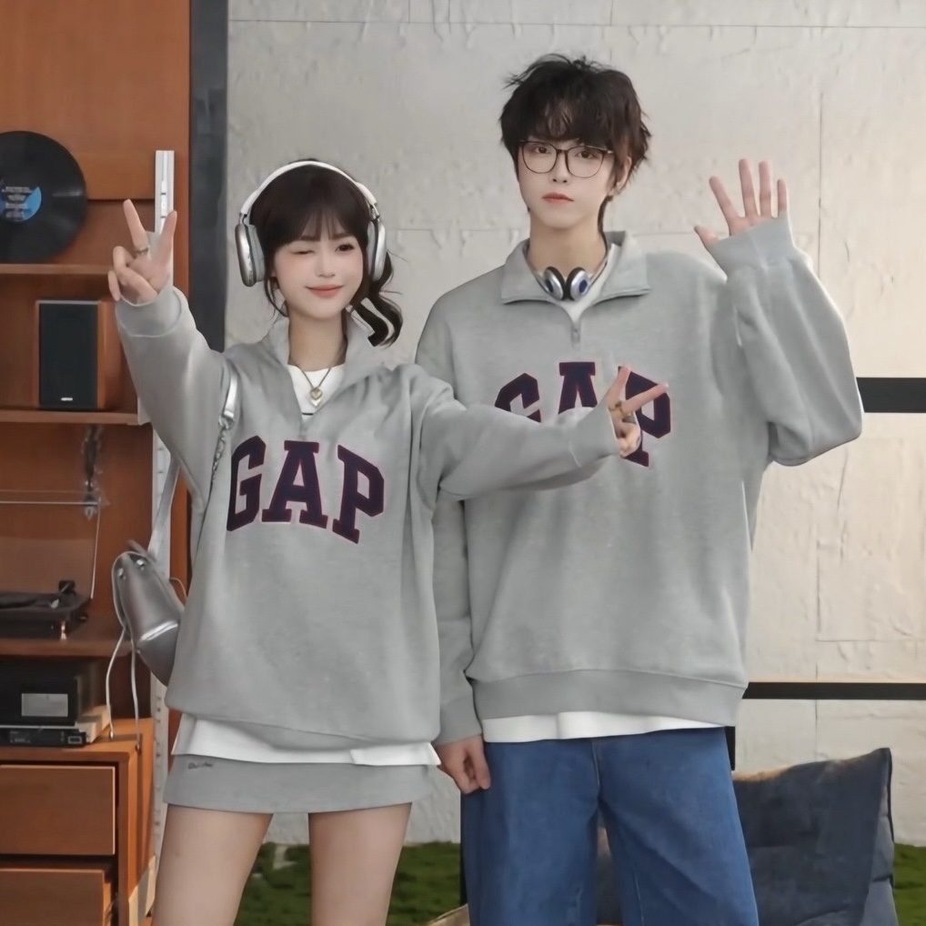 【成毅代言】Gap男女装2025秋季新款logo半拉链休闲卫衣786886