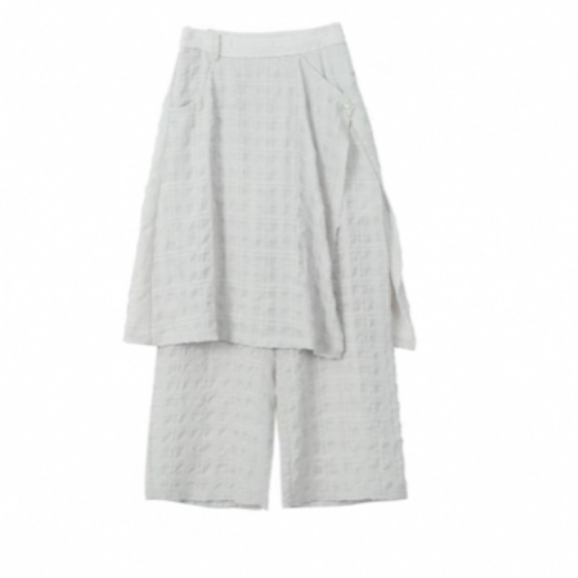 ASYUS设计师品牌25PF早秋淡格肌理拼接阔腿中裤女七分裤fk251