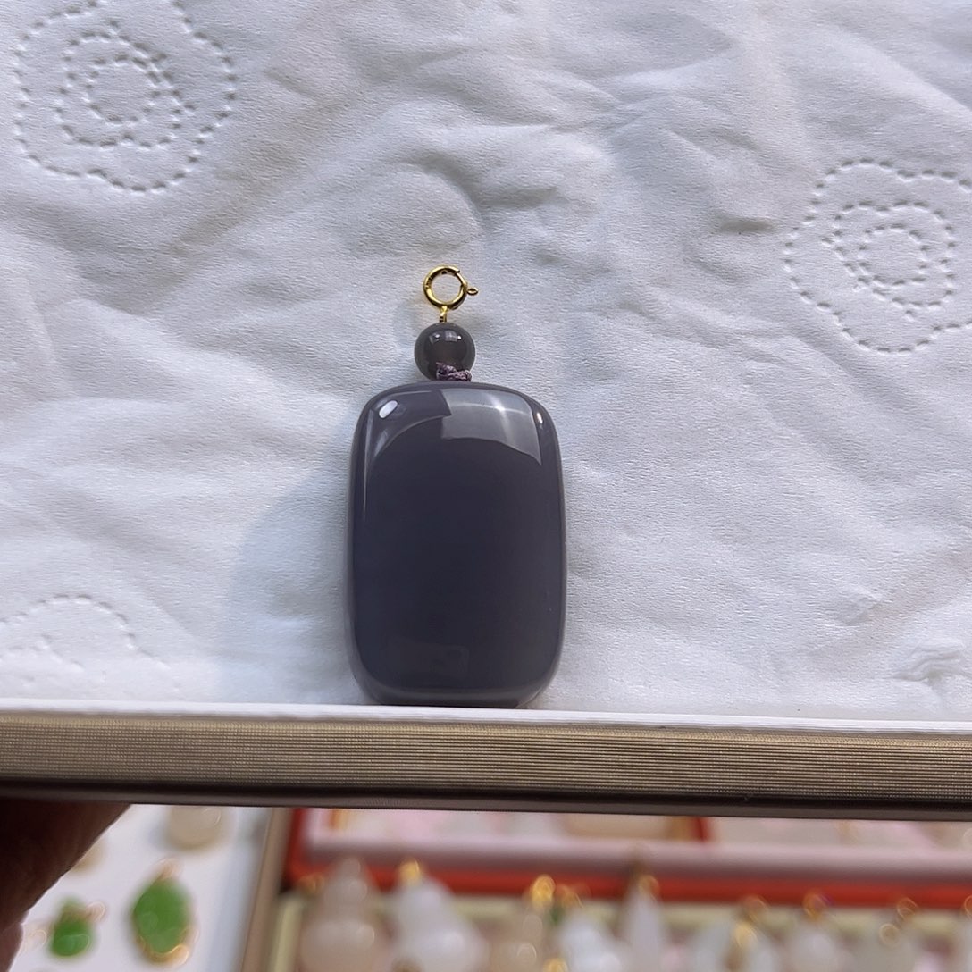 和田玉18K金镶嵌吊坠(不含链)