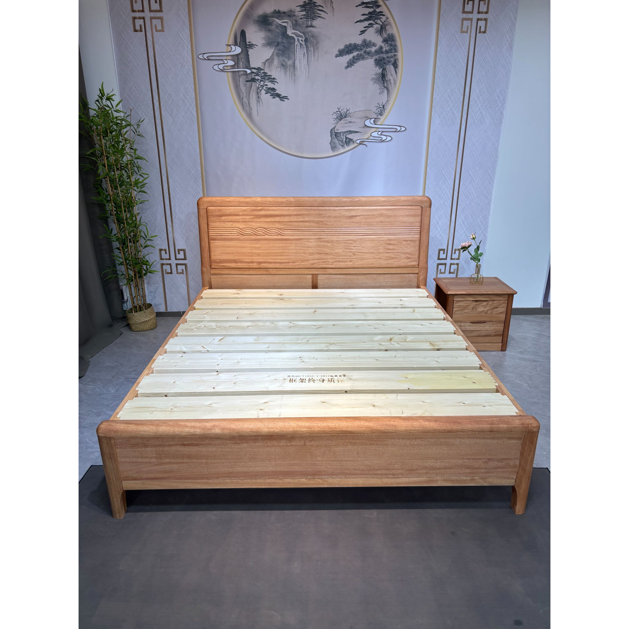 金丝檀木实木床1.8米主卧双人床1.5米环保原木色榫卯简约主卧婚床