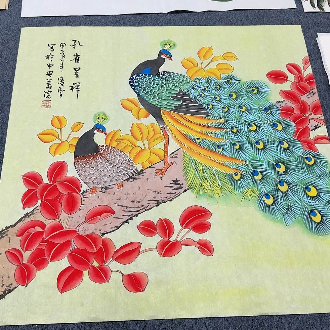 国画尺寸70X70手绘作品