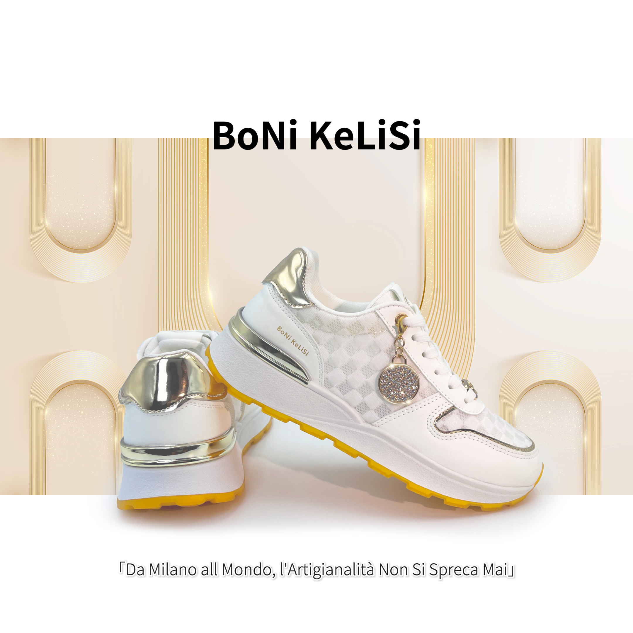 BoNiKeLiSi/意大利轻奢时尚百搭纳帕小软皮网面透气休闲运动鞋