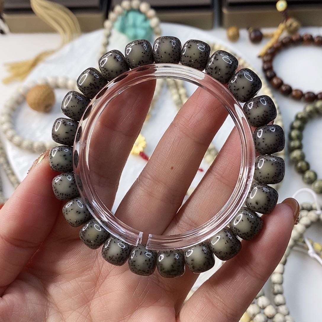 星月菩提手串水**青卡10黑金满天星侧白