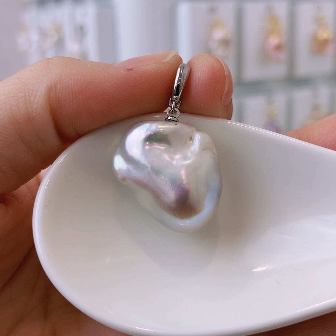 淡水珍珠天然珍珠巴洛克银S925镶嵌