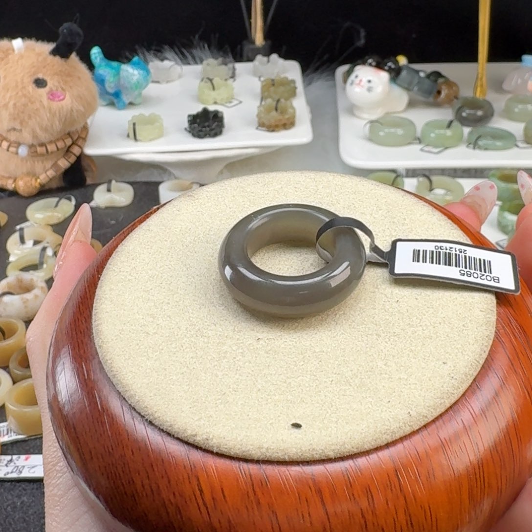 和田玉未镶嵌戒指o114浓雾紫轮胎17.2