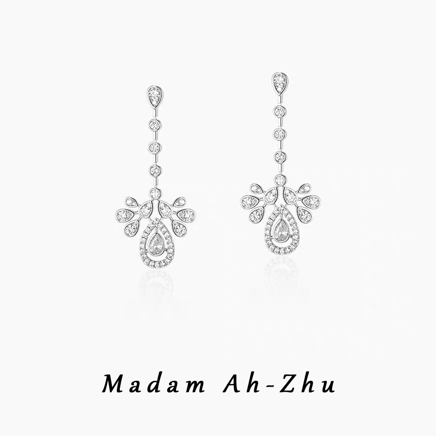 925银合成锆石耳饰 凤尾耳坠 水滴皇冠耳饰流苏奢时尚满钻气质