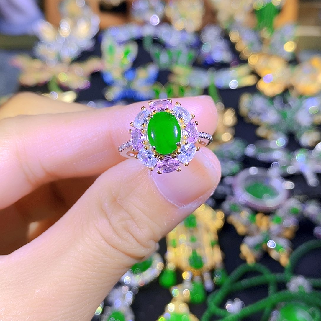 吊坠(不含链)银S925镶嵌翡翠