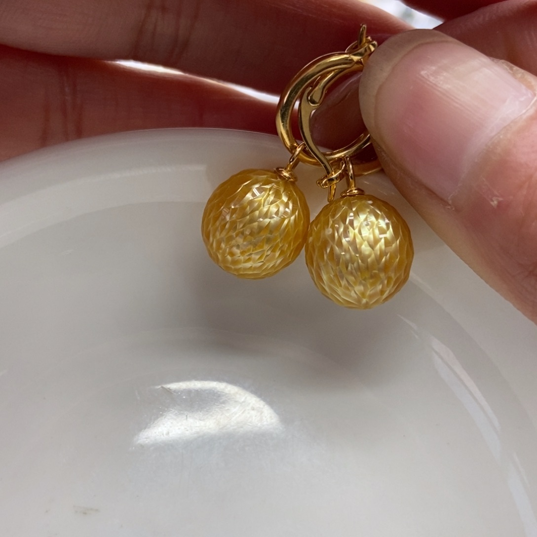 海水珍珠耳饰银S925镶嵌