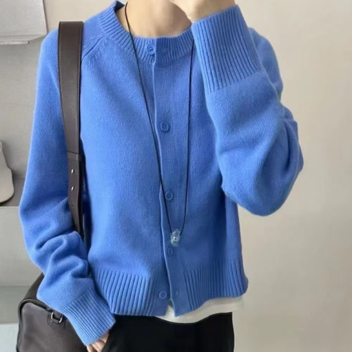 【南希】03220 韩系温柔慵懒高级感单排扣百分百羊毛开衫