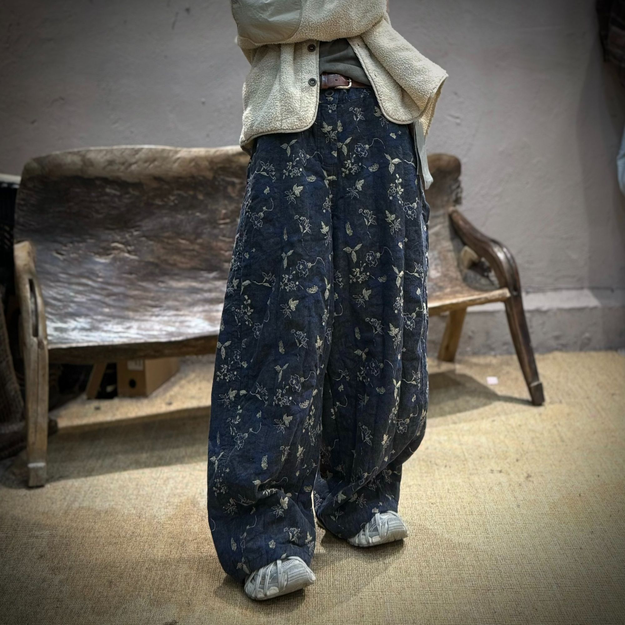 251029衣牧了然冬季色织提花纯棉百搭棉裤个性夹棉保暖休闲长裤女