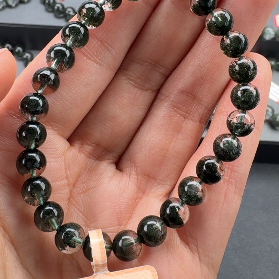 手链未镶嵌水晶天然绿幽灵聚宝盆