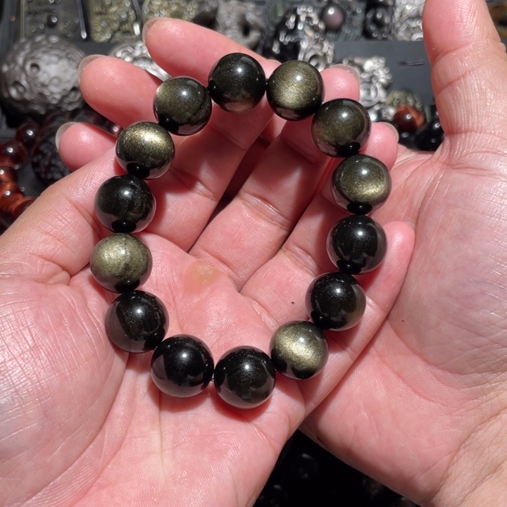 黑曜岩手串未镶嵌鬼**魂