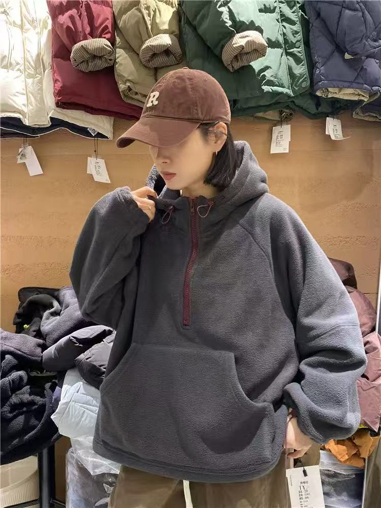 秋冬宽松羊羔毛拉链外套 超暖和