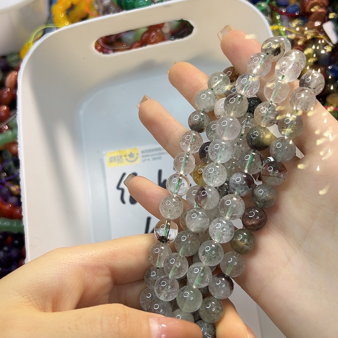 玛瑙/玉髓合金珠宝半成品绿幽灵卡10一条