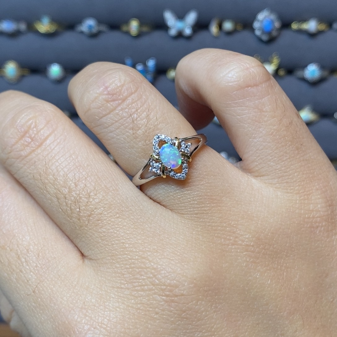 欧泊珠宝奇石银S925镶嵌戒指