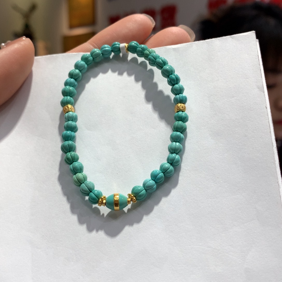 绿松石单圈银S925镶嵌