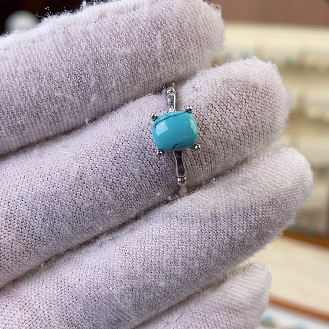 绿松石戒指银S925镶嵌