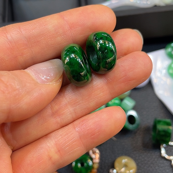 翡翠未镶嵌耳饰竹*甜甜圈