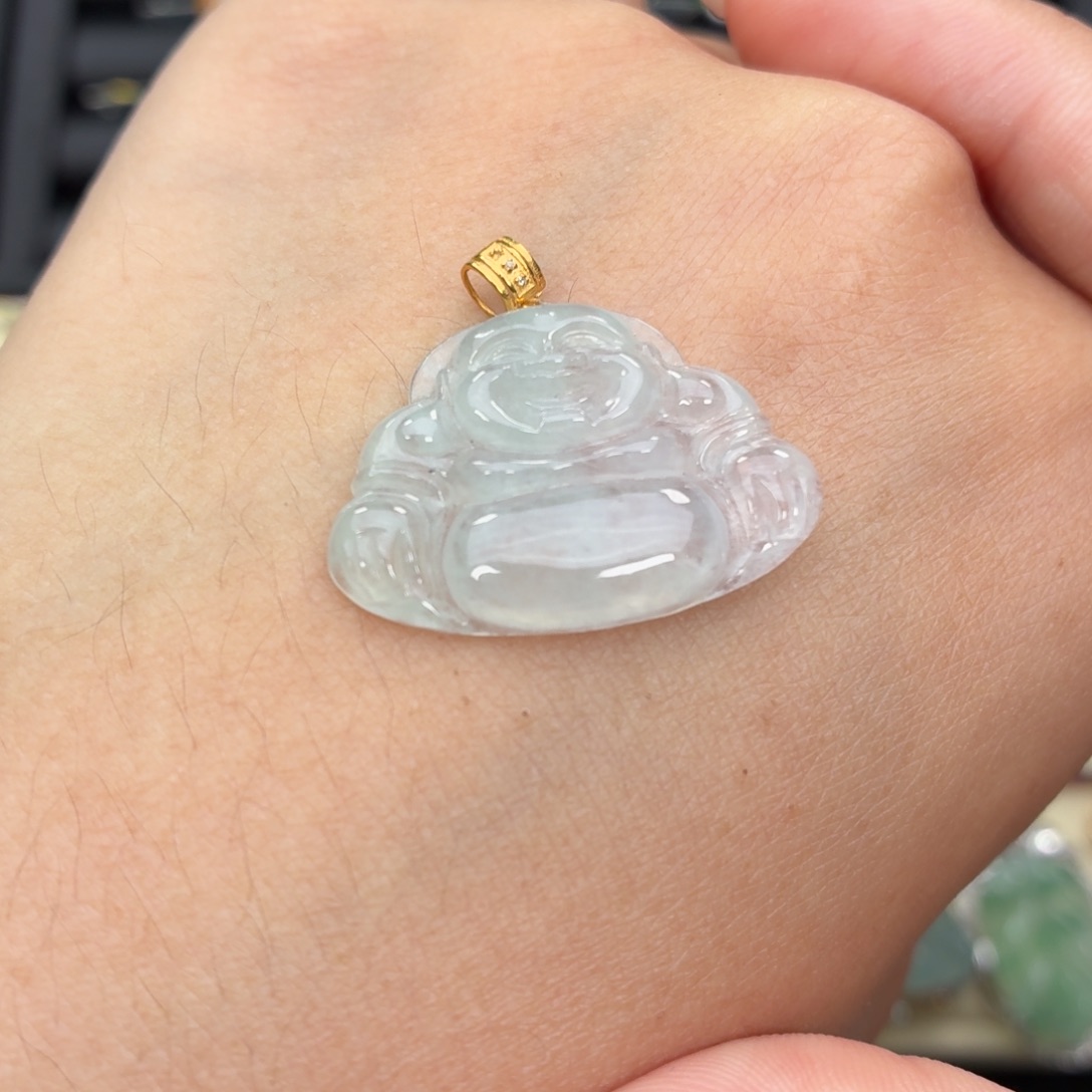 翡翠18K金镶嵌颈饰