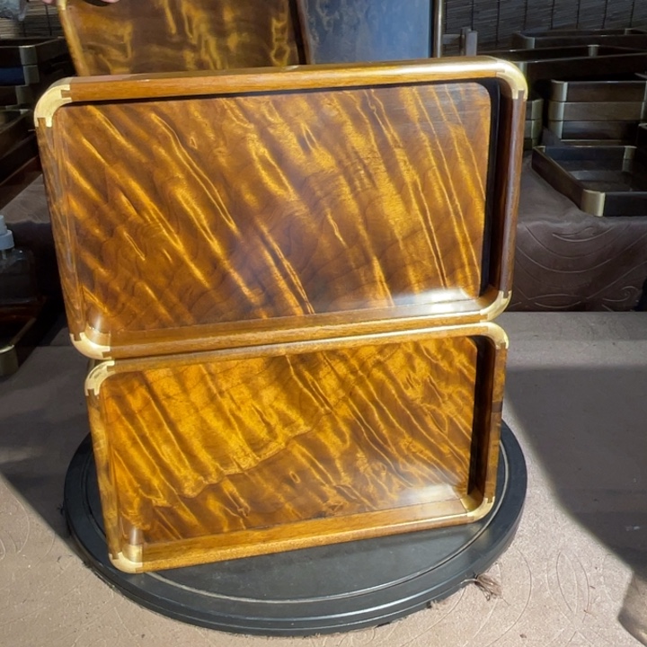 金丝楠岩*金丝楠木文盘一对