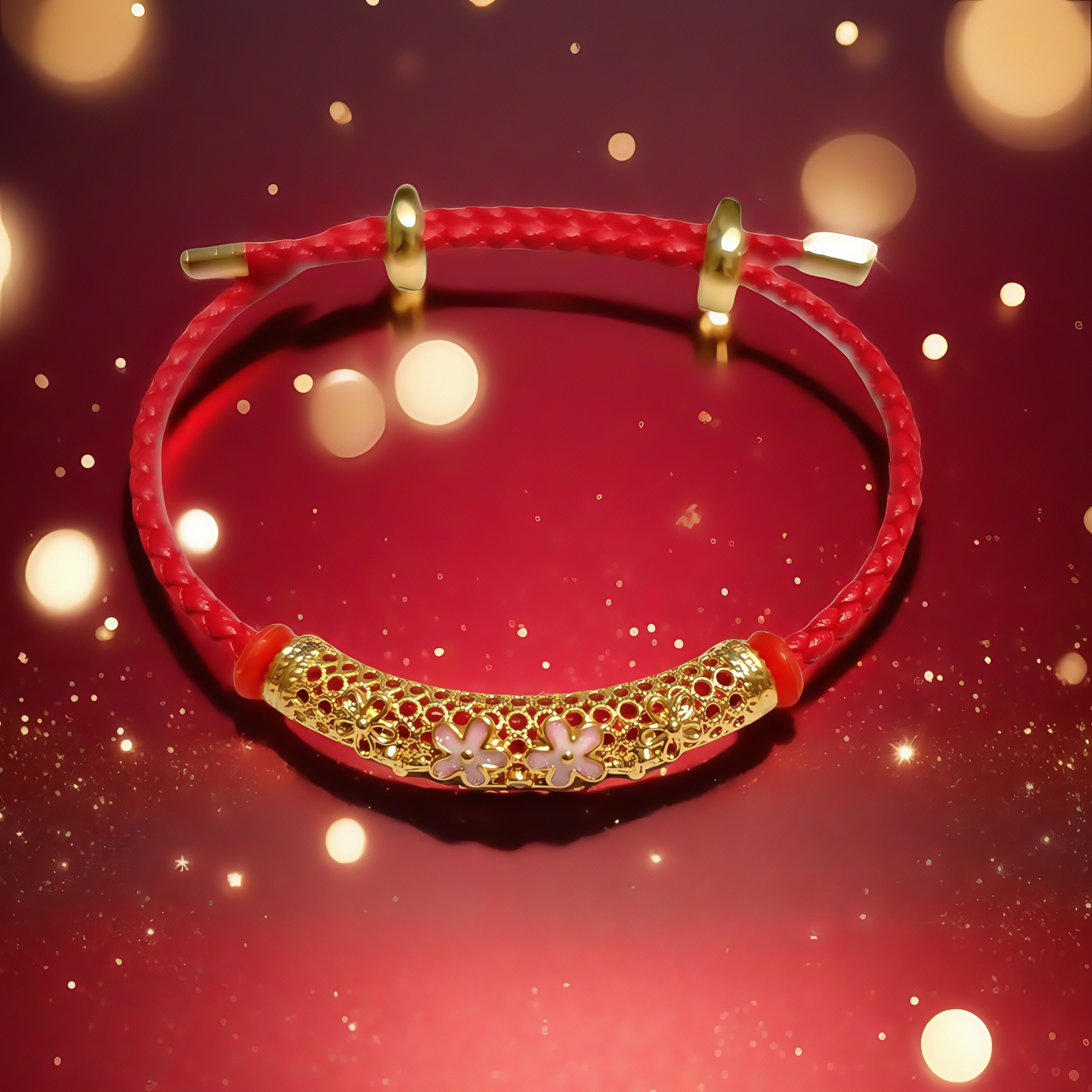 【BZ】时尚百搭镂空樱花弯管（赠皮绳）卡约38*7.2mm