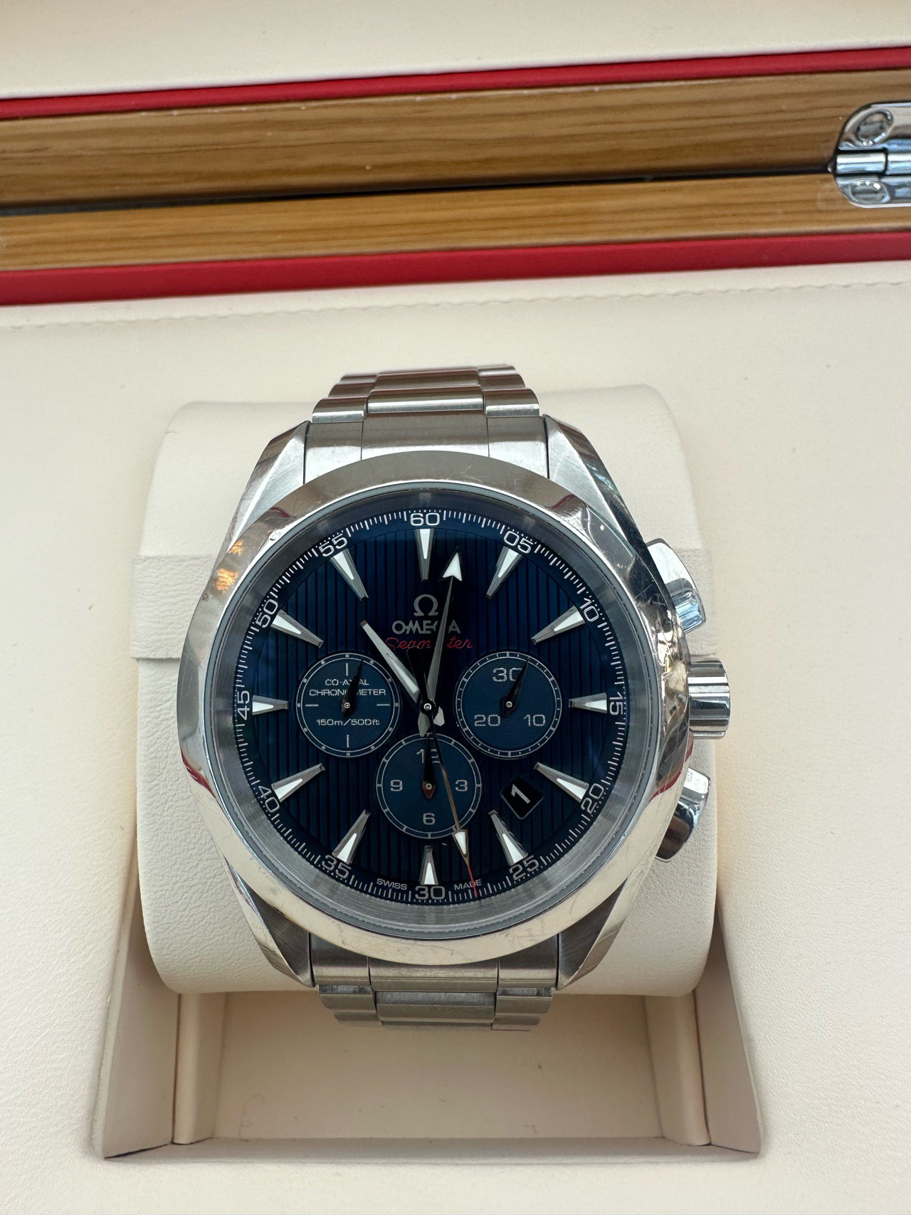 99新 Omega/欧米茄 蓝盘机械潜水腕表多功能钢带男士手表运动款