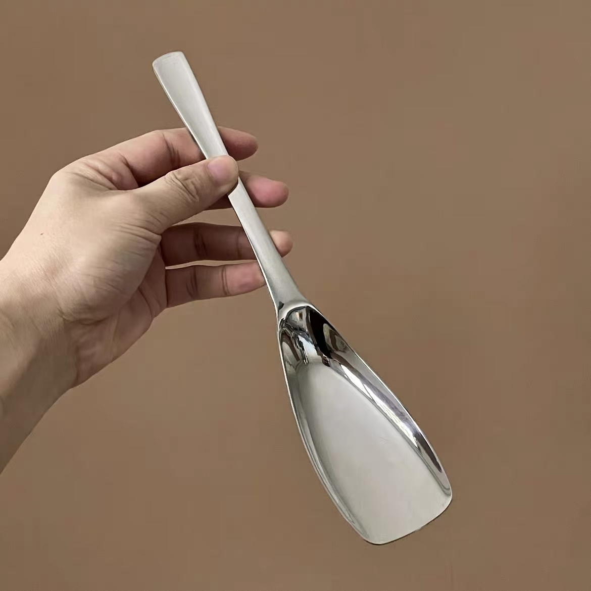 18/10不锈钢深口圆底料理铲分餐勺长26cm宽5cm重约100g