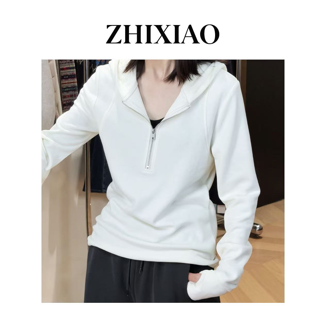 【ZHIXIAO】秋冬新款：带帽长袖上衣60278-2