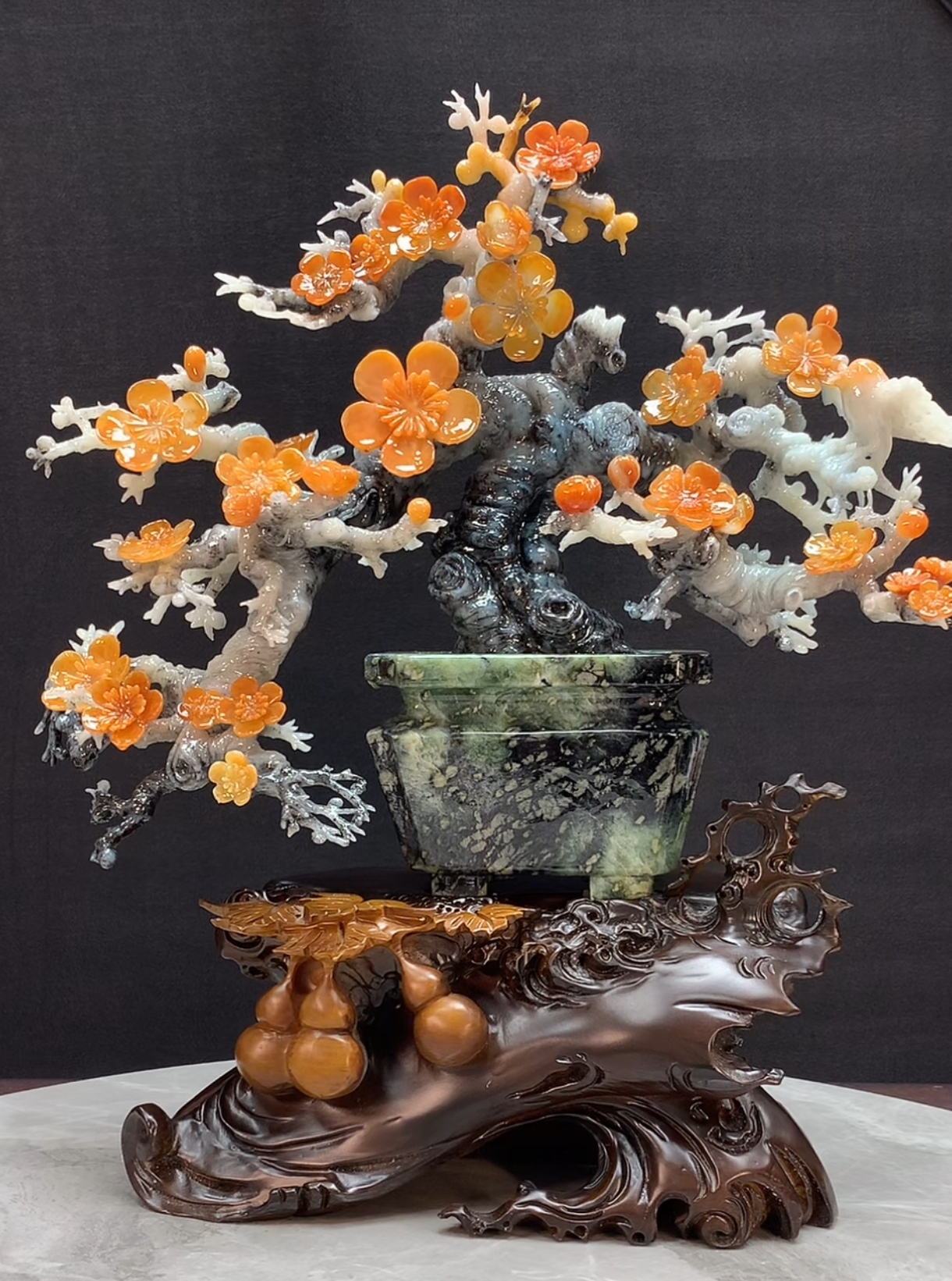 81441家居装饰摆件中式雕刻书房纪念花鸟电视柜玄关创意山水白菜