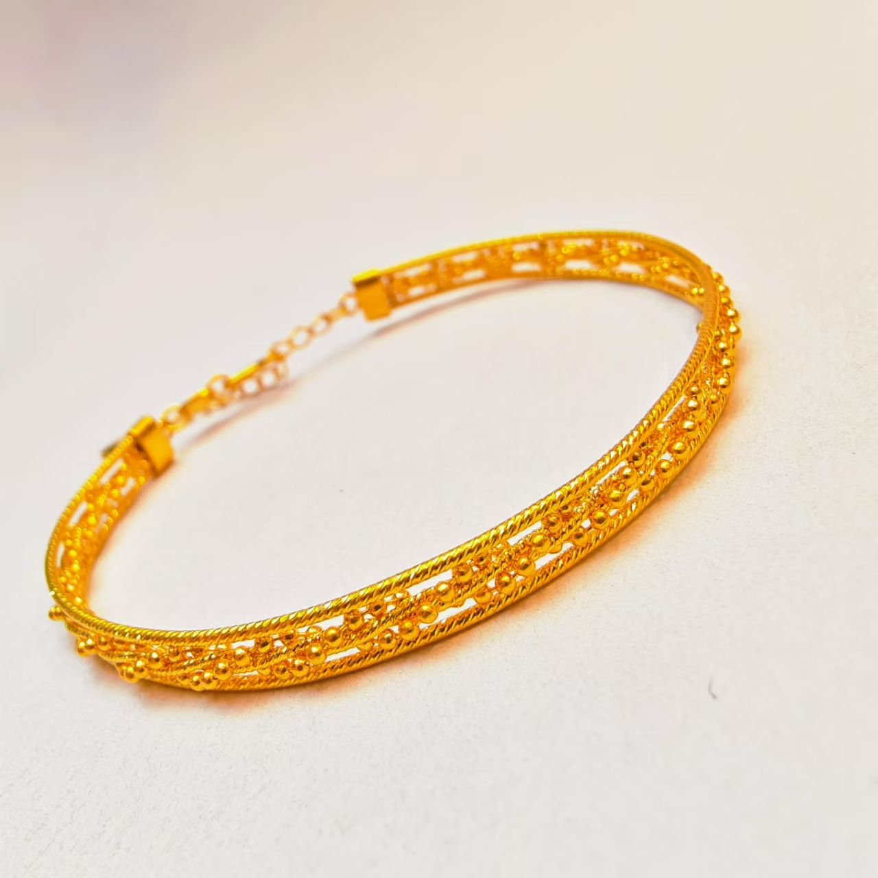 139#足金999 黄金镂空编织手链