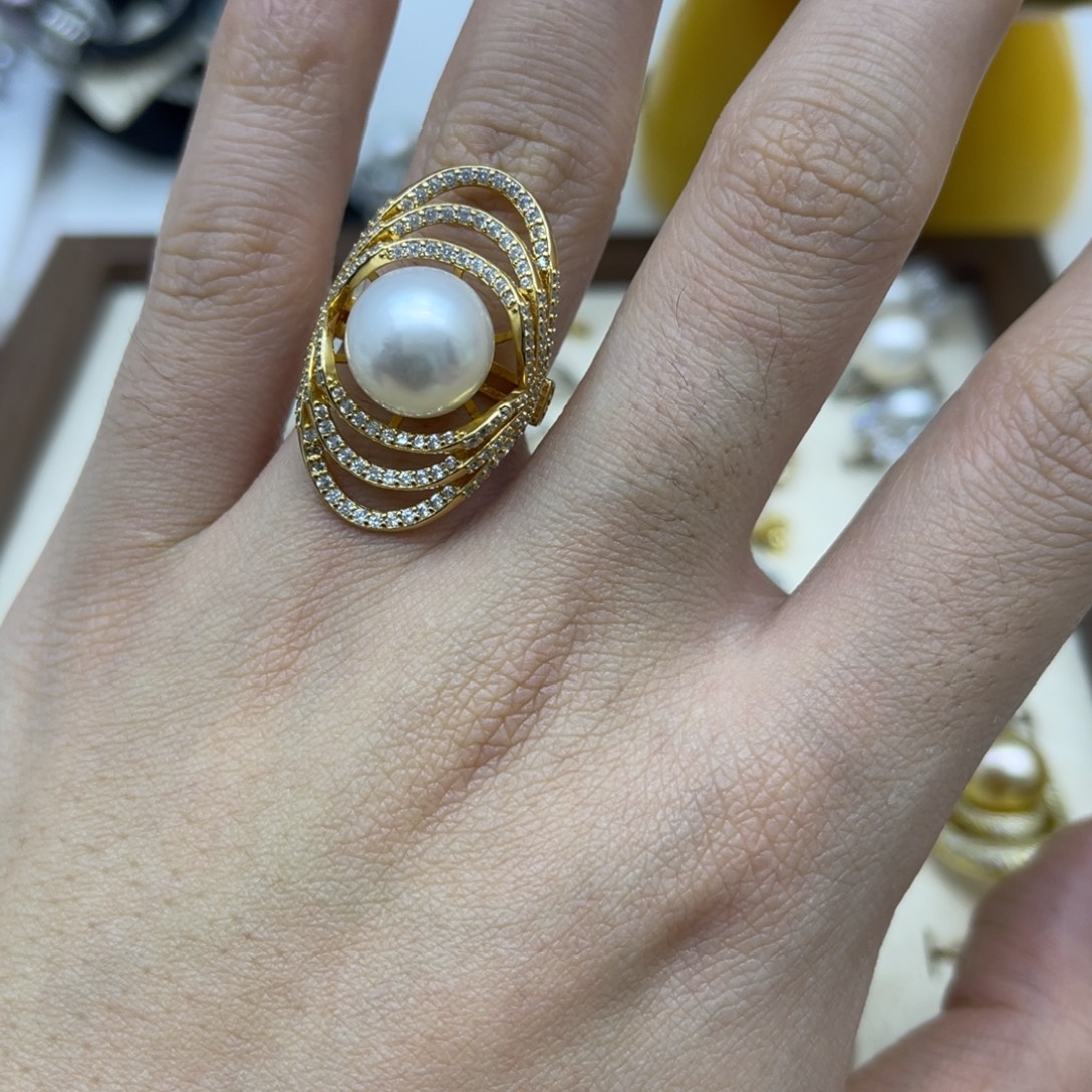 银S925镶嵌海水珍珠戒指