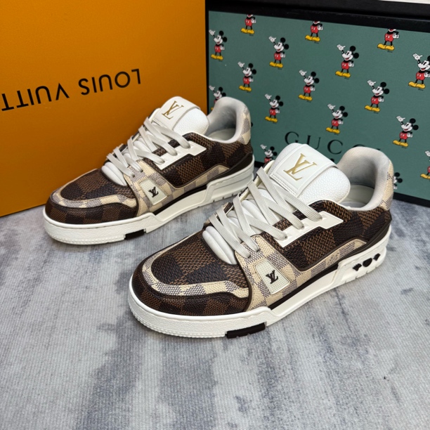 95新 LouisVuitton/路易威登  trainer 棕色棋盘格 低帮板鞋复古