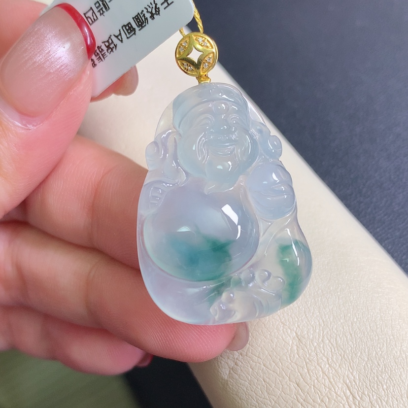 【闪购商品】翡翠颈饰18K金镶嵌财神