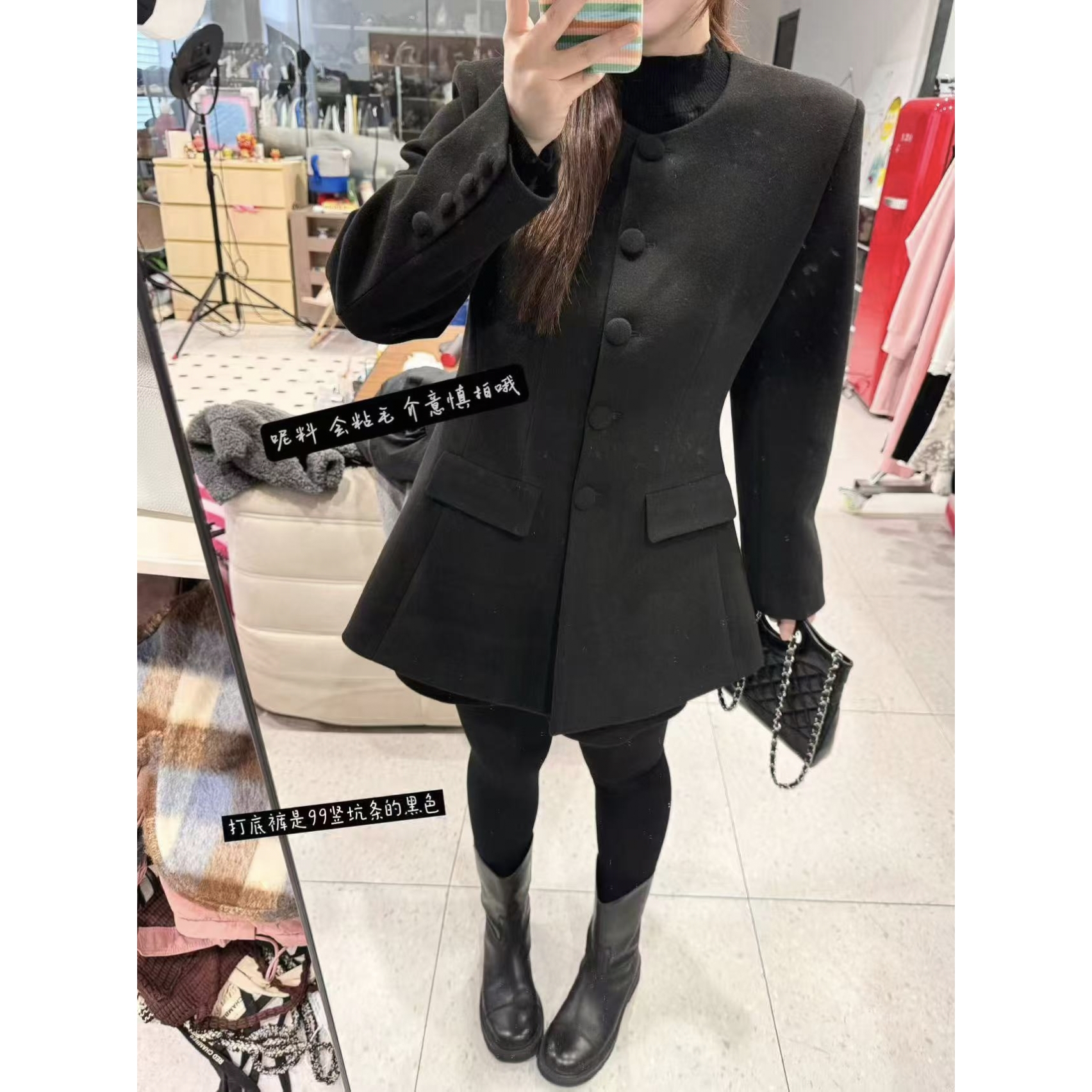 晶咕【沙漏腰！】收腰加厚毛呢外套裙+后半截松紧高腰A字短裤套装