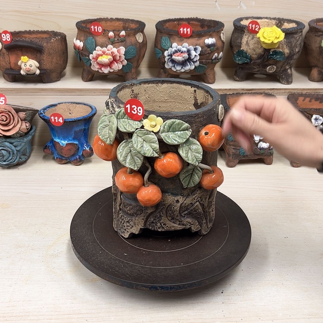 紫砂花盆139微瑕号内口12.5外高19