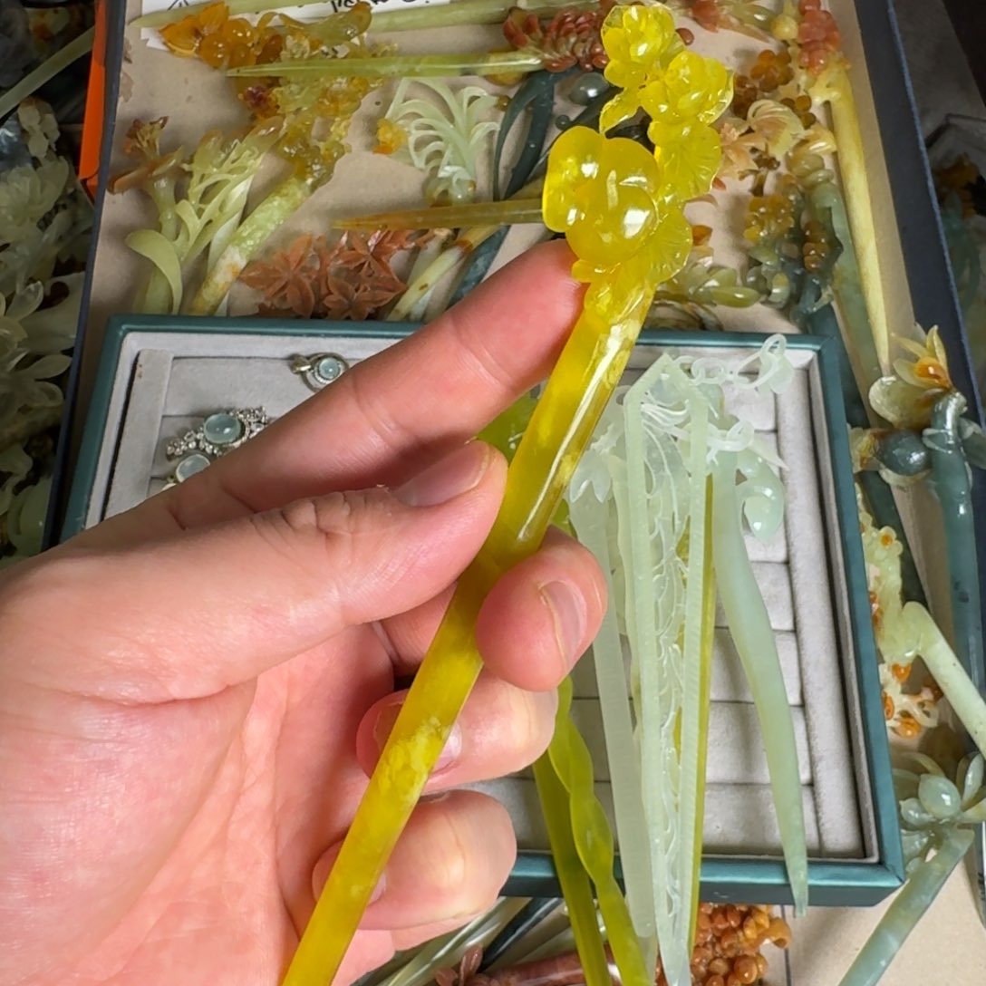 岫玉发饰未镶嵌明君玉簪就是好看