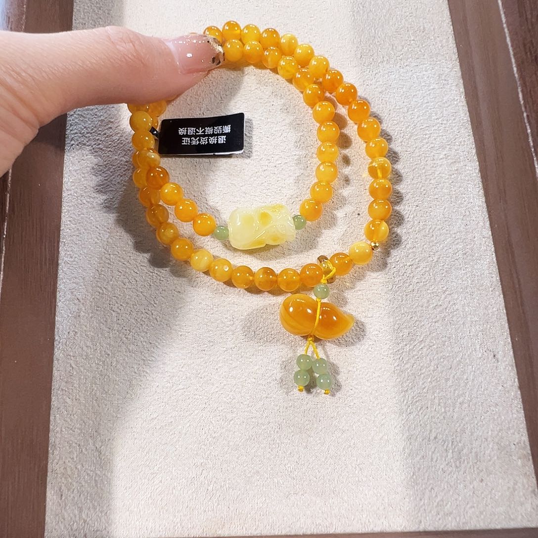 蜜蜡未镶嵌手链蜜蜡6.4mm