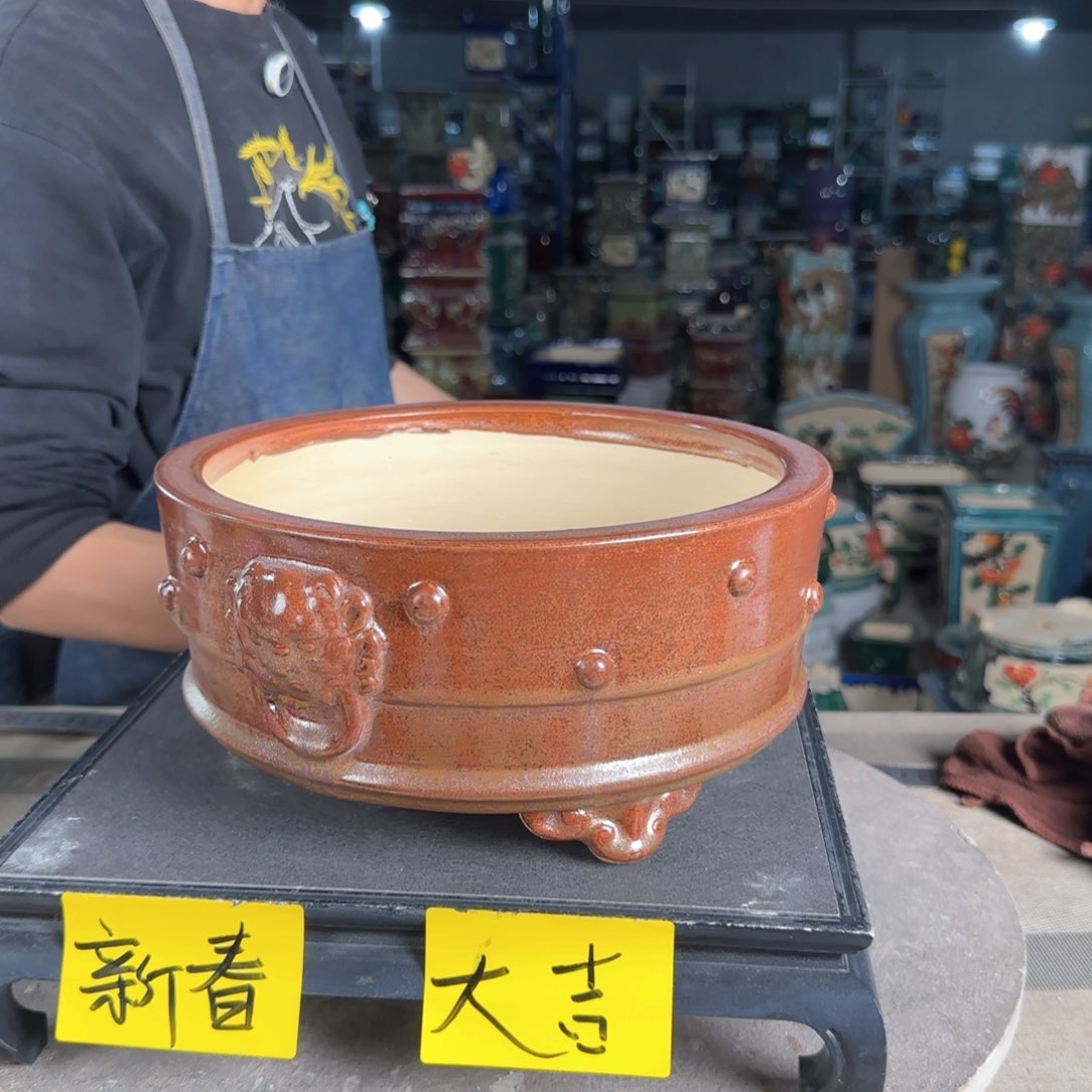 一风堂石湾花盆。缝隙