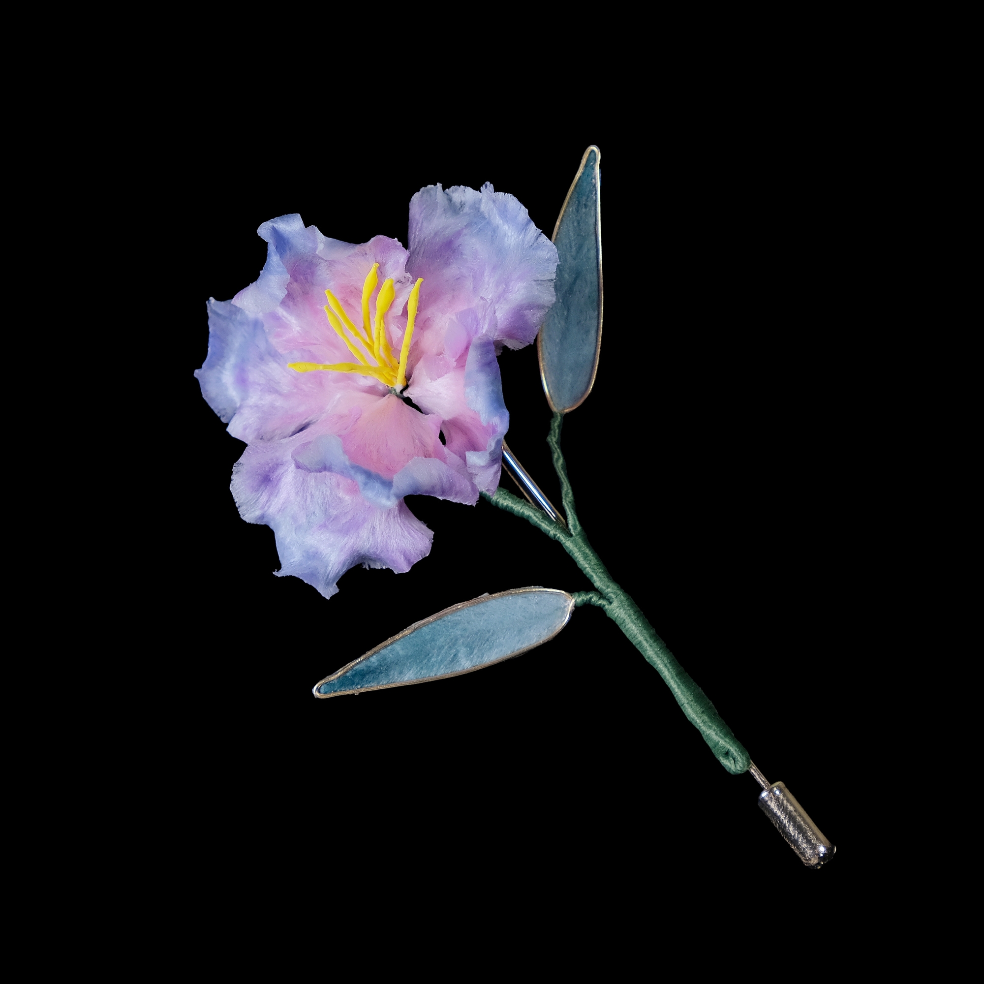 铜合金布艺胸针 文创好物李子柒鸢尾花绒花女士高级高档大衣胸针