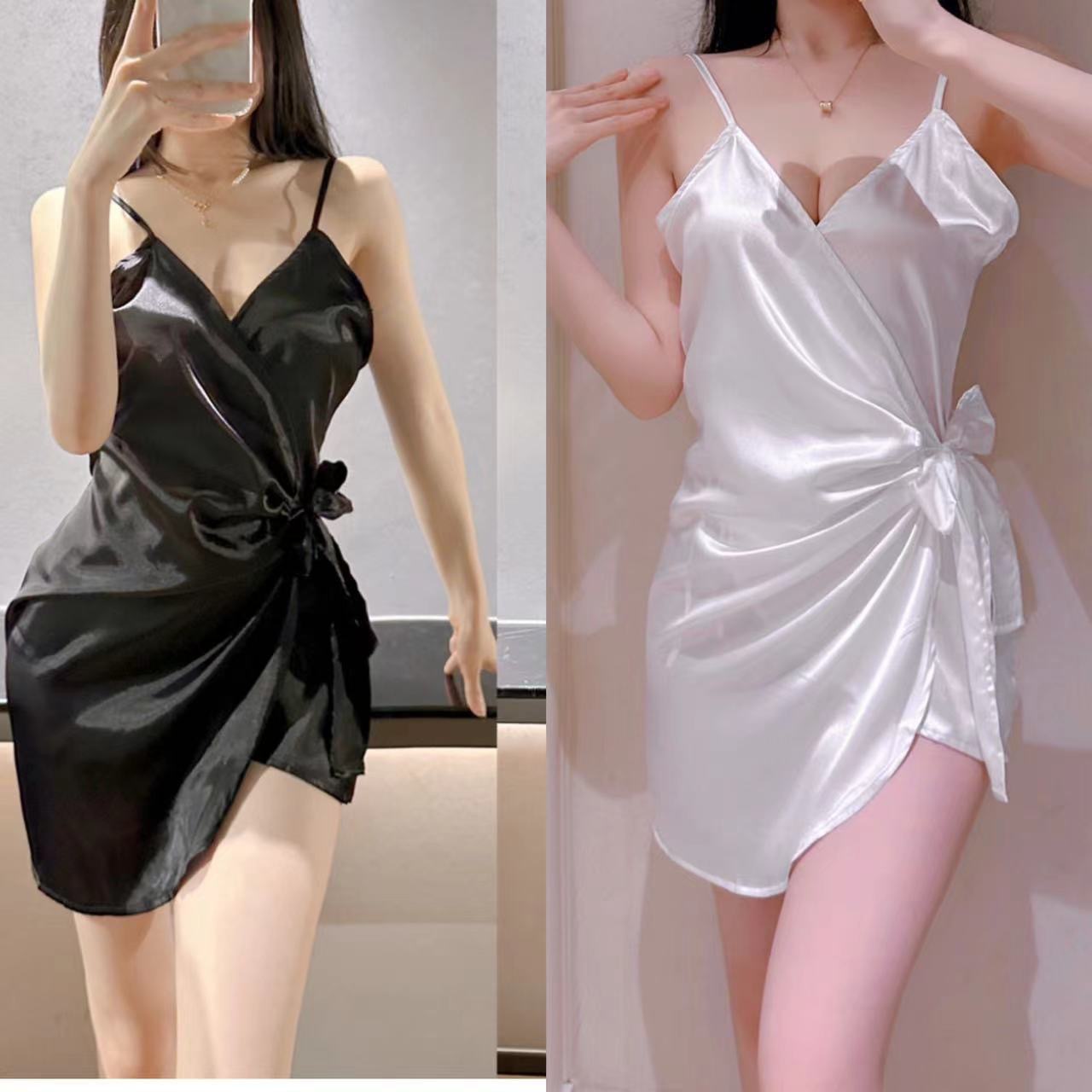 海棠花性感吊带休闲显瘦睡衣褶皱睡裙女式风套