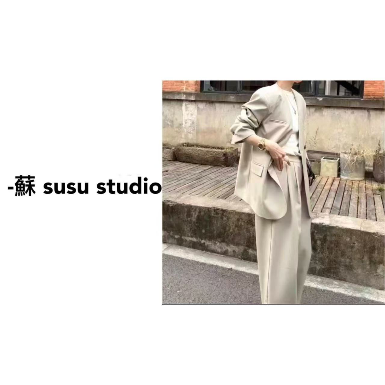 SU 简约通勤韩版时尚套装秋季简约宽松炸街时尚小西装套装 G0997