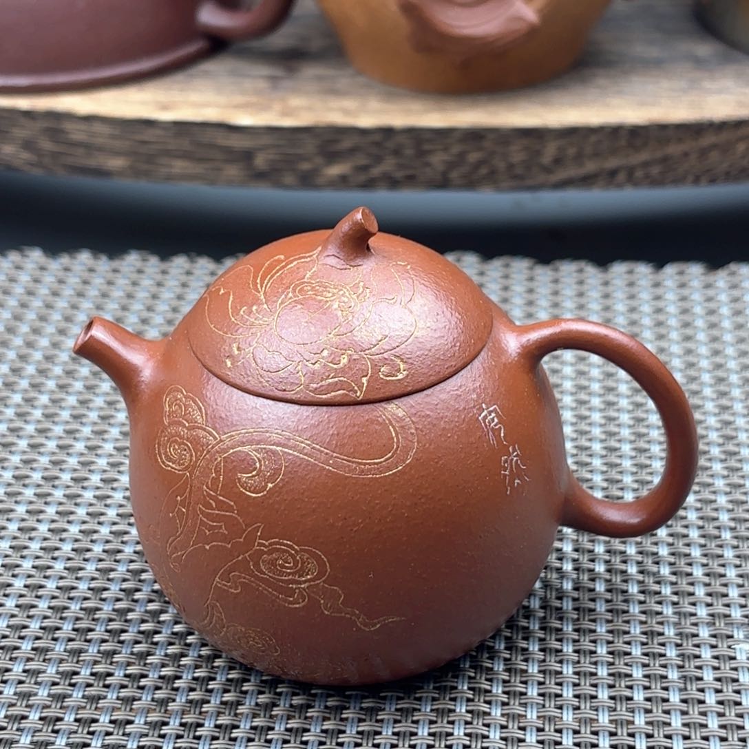 茶壶紫砂茄瓜朱泥120c c