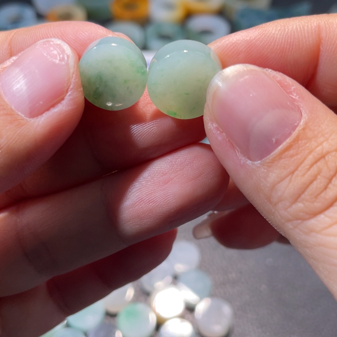 定制翡翠未镶嵌天然翡翠一对平安扣