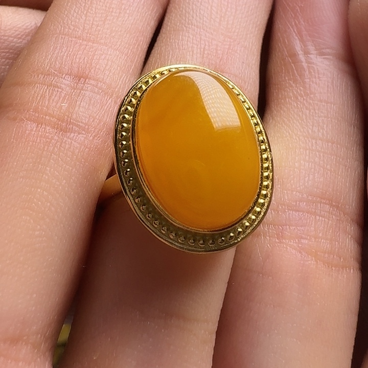 蜜蜡银S925镶嵌戒指戒指