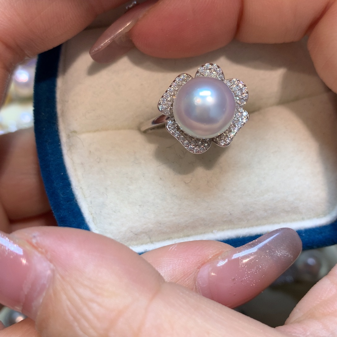 海水珍珠戒指银S925镶嵌