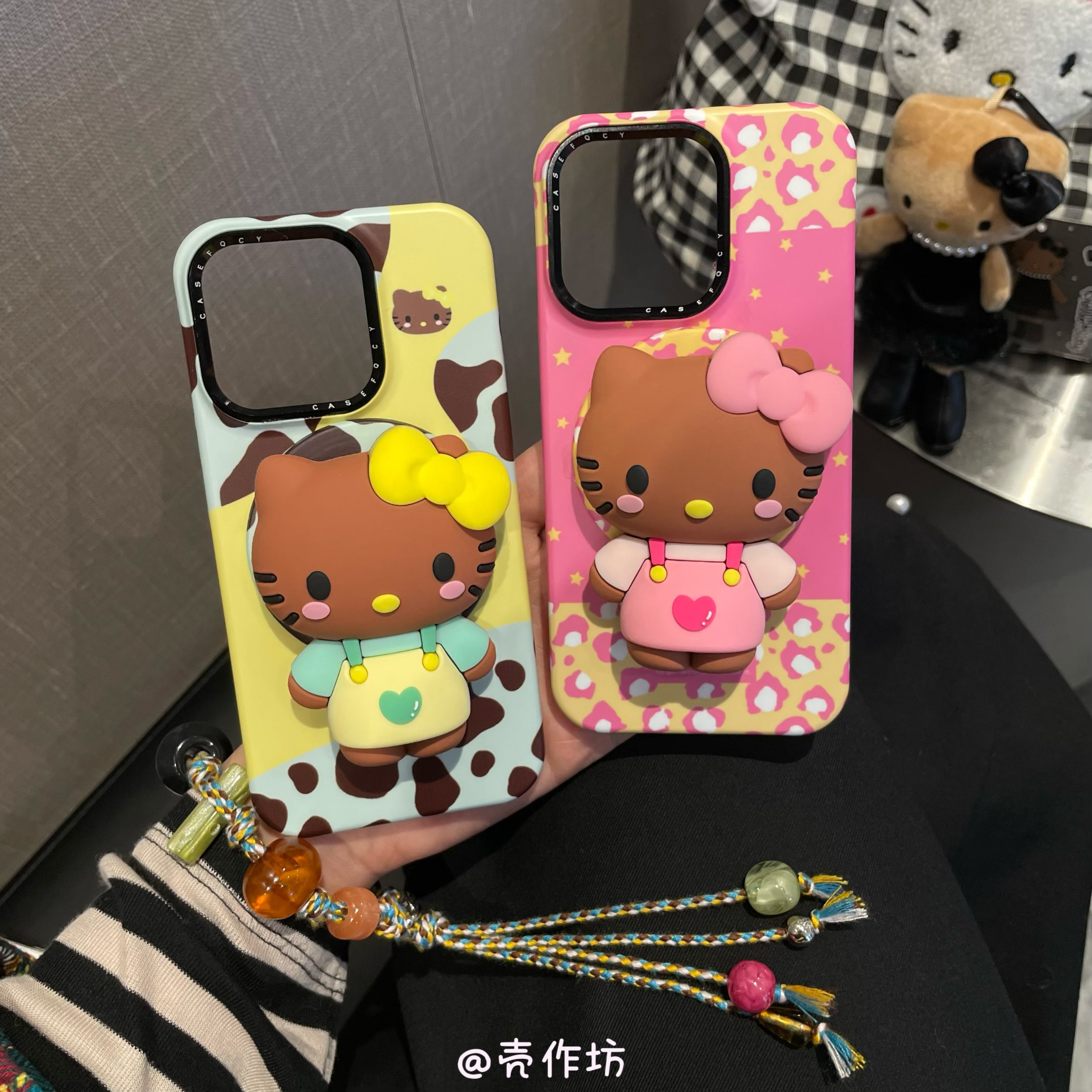 【华为苹果】复古豹纹黑皮kt猫咪磁吸手机壳适用iPhone17pro/mate60